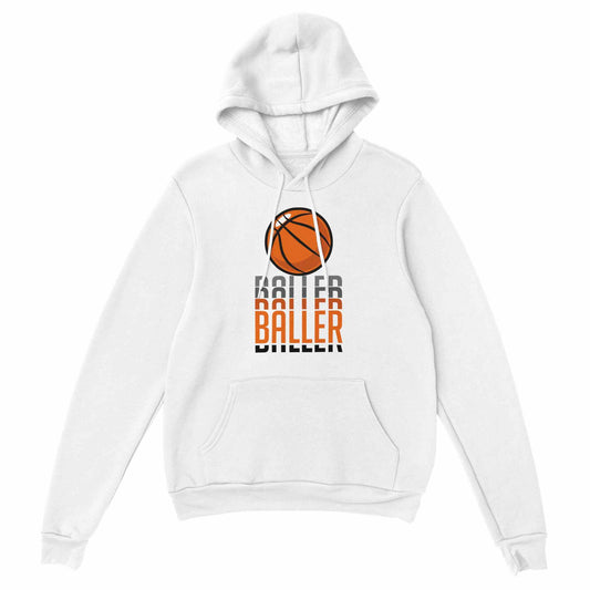 Baller Unisex White Pullover Hoodie