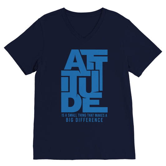 Attitude Unisex Navy V-Neck T-shirt By Odels Sports Life